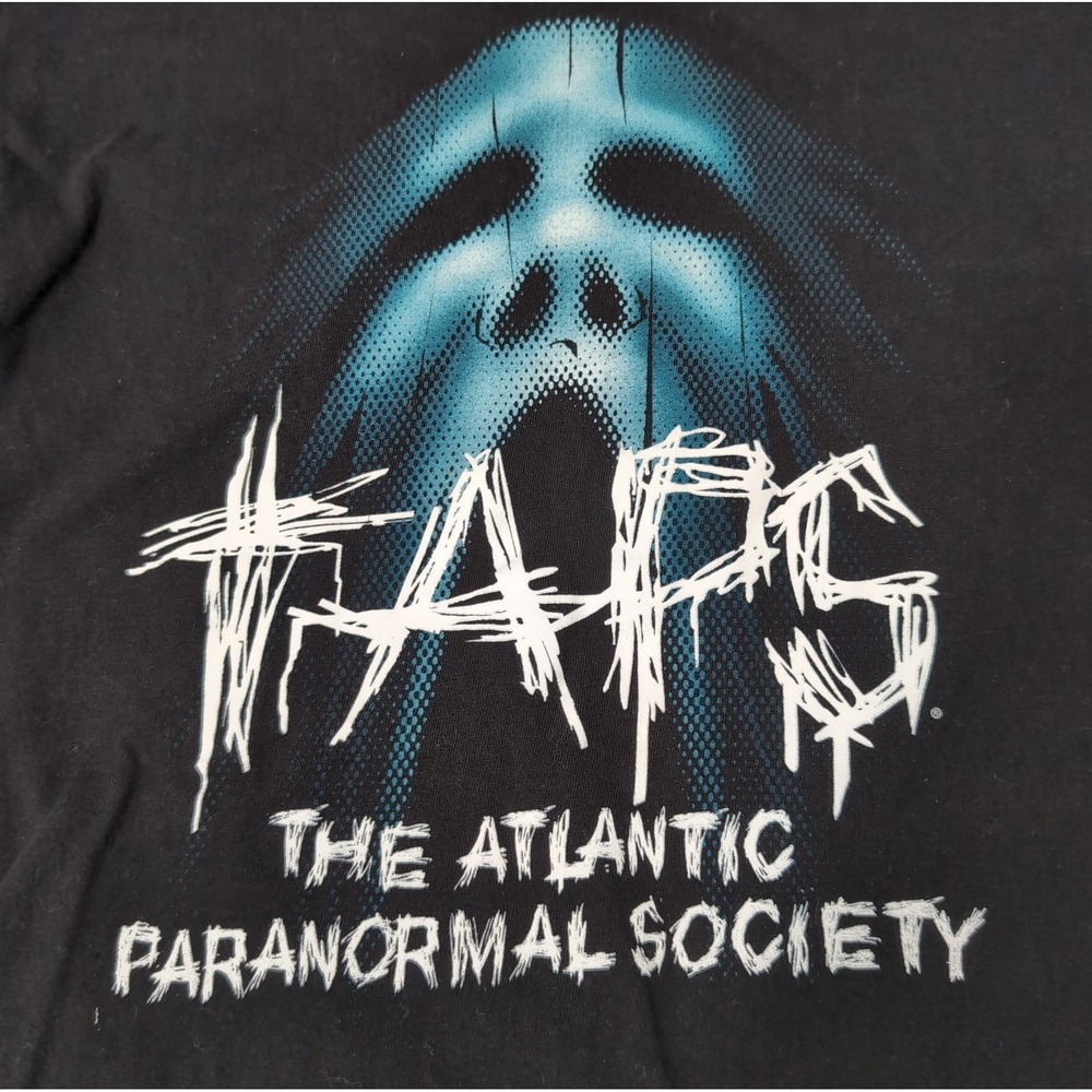 VTG TAPS The Atlantic Paranormal Society Graphic T Shirt Ghost Hunting Goth Y2K